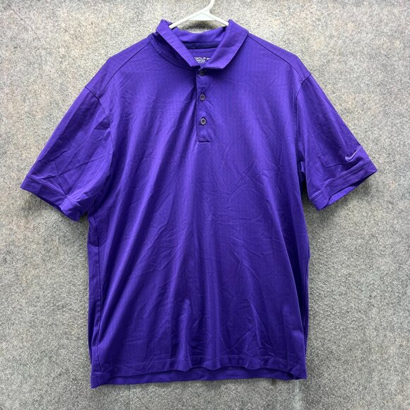 Nike Polo Shirt Mens Large Purple Tour Performance Dri Fit Golf Swoosh Jersey - Picture 1 of 11